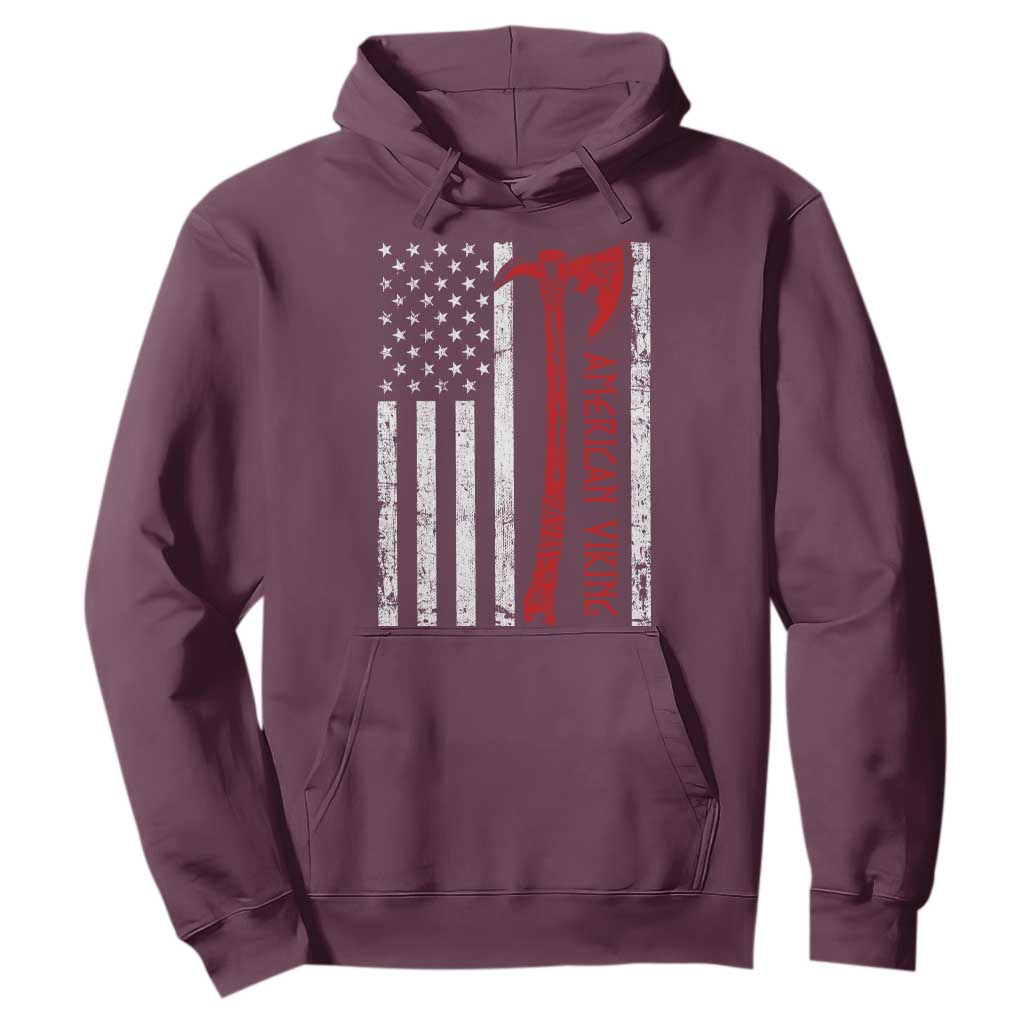 American Viking Hoodie Norse Mythology Axe USA Flag TS11 Maroon Print Your Wear