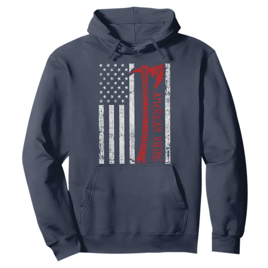 American Viking Hoodie Norse Mythology Axe USA Flag TS11 Navy Print Your Wear