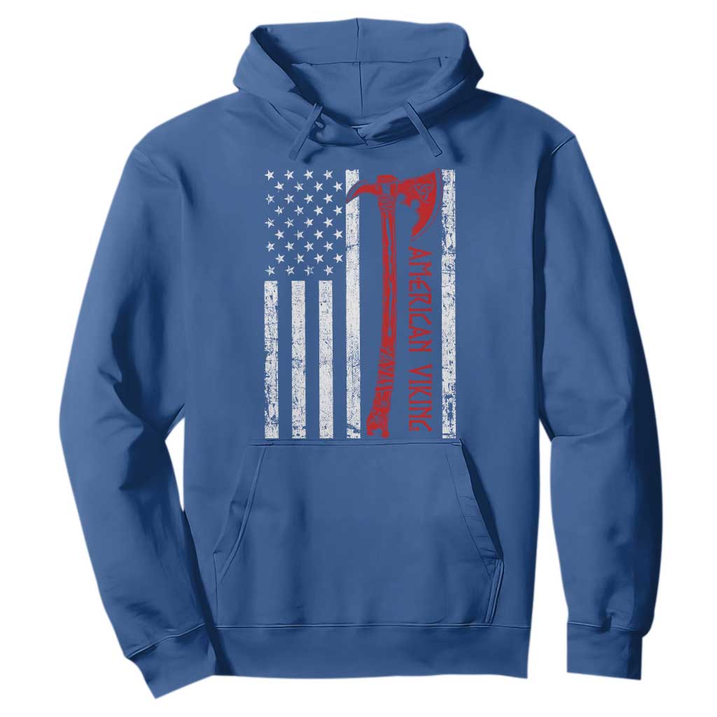American Viking Hoodie Norse Mythology Axe USA Flag TS11 Royal Blue Print Your Wear