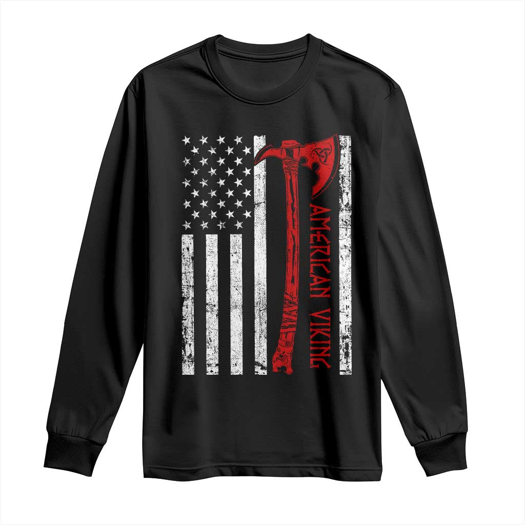 American Viking Long Sleeve Shirt Norse Mythology Axe USA Flag TS11 Black Print Your Wear