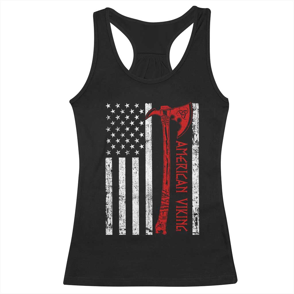 American Viking Racerback Tank Top Norse Mythology Axe USA Flag TS11 Black Print Your Wear