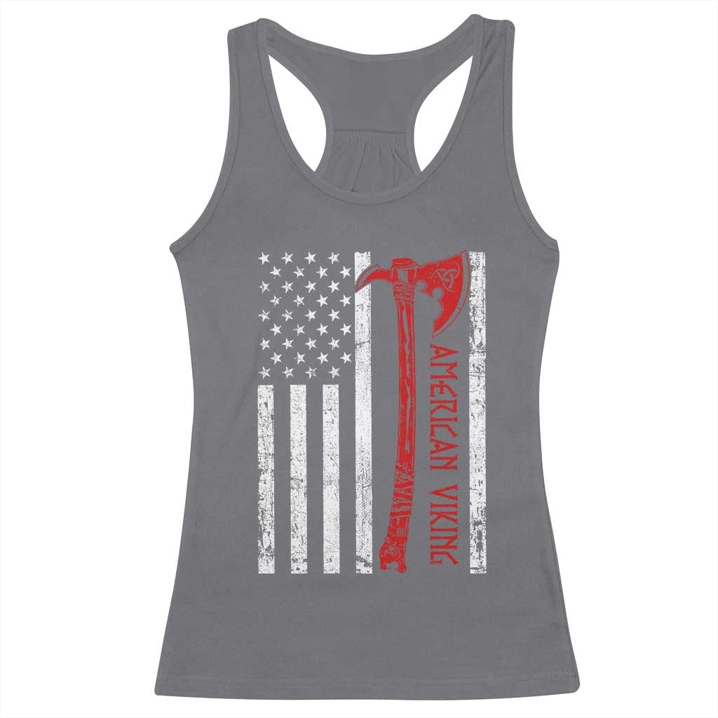 American Viking Racerback Tank Top Norse Mythology Axe USA Flag TS11 Charcoal Print Your Wear