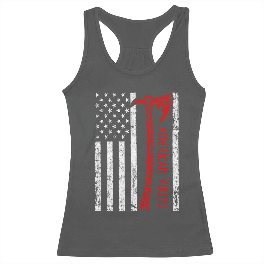 American Viking Racerback Tank Top Norse Mythology Axe USA Flag TS11 Dark Heather Print Your Wear