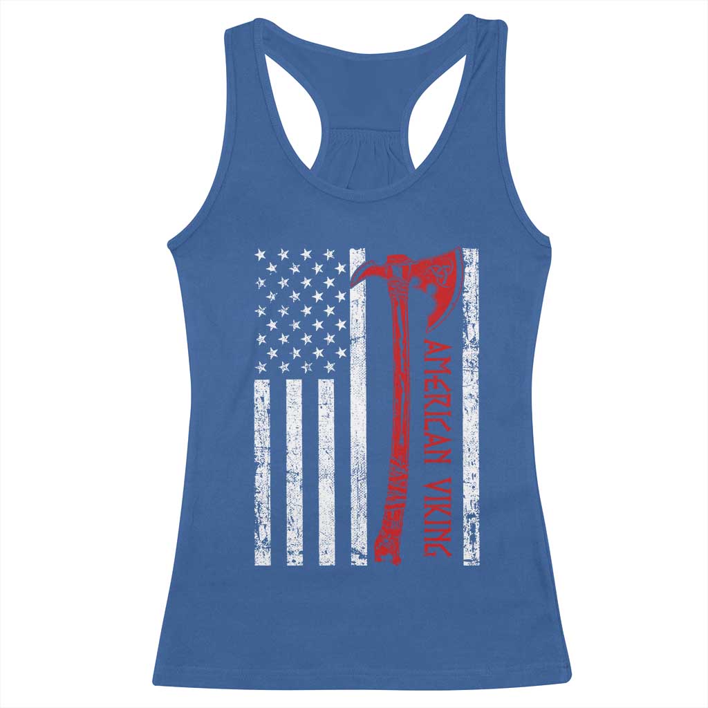 American Viking Racerback Tank Top Norse Mythology Axe USA Flag TS11 Royal Blue Print Your Wear