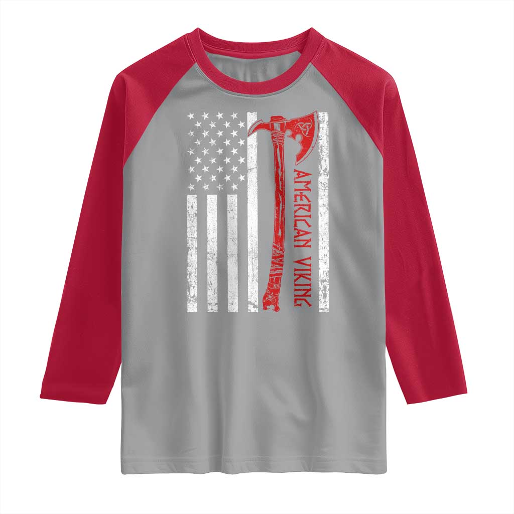 American Viking Raglan Shirt Norse Mythology Axe USA Flag TS11 Sport Gray Red Print Your Wear