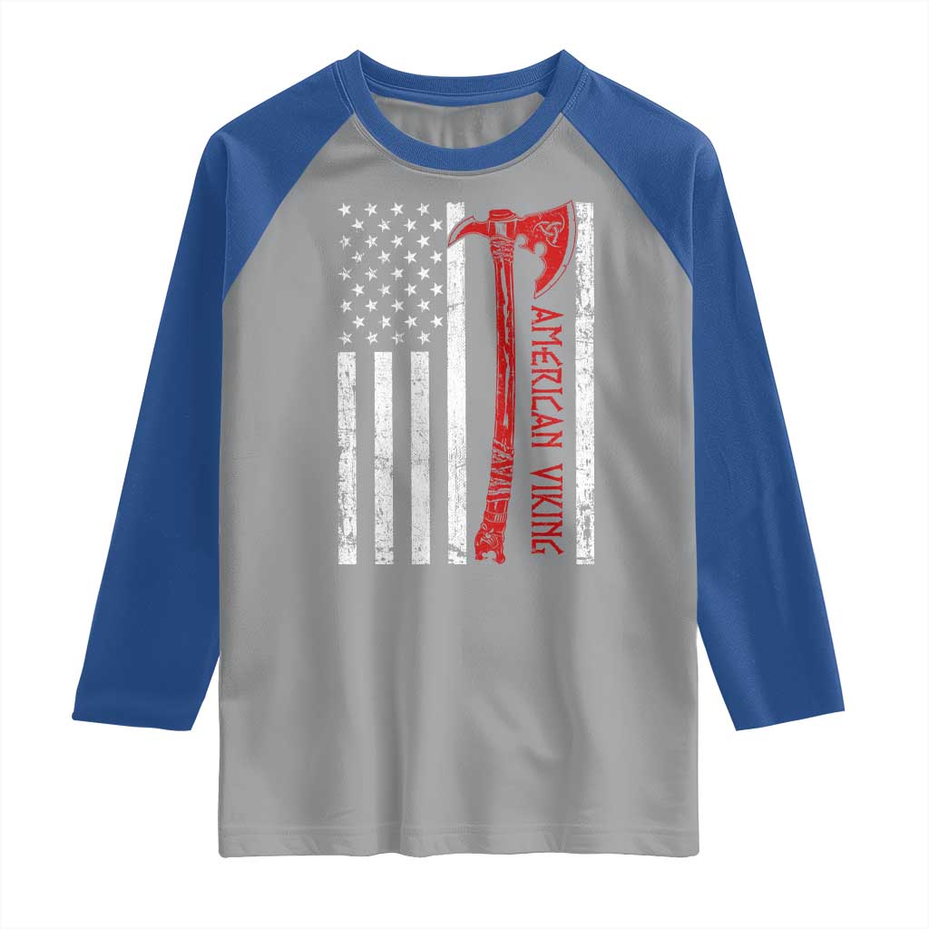 American Viking Raglan Shirt Norse Mythology Axe USA Flag TS11 Sport Gray Royal Print Your Wear