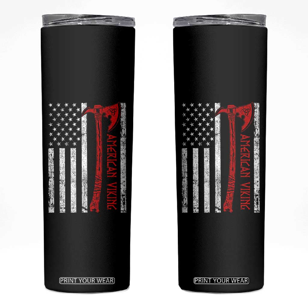 American Viking Skinny Tumbler Norse Mythology Axe USA Flag TS11 Black Print Your Wear
