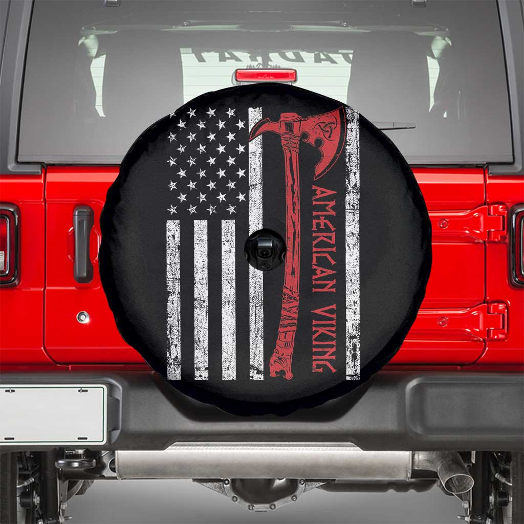 American Viking Spare Tire Cover Norse Mythology Axe USA Flag TS11 Black Print Your Wear