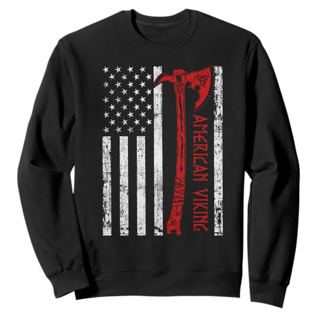 American Viking Sweatshirt Norse Mythology Axe USA Flag TS11 Black Print Your Wear