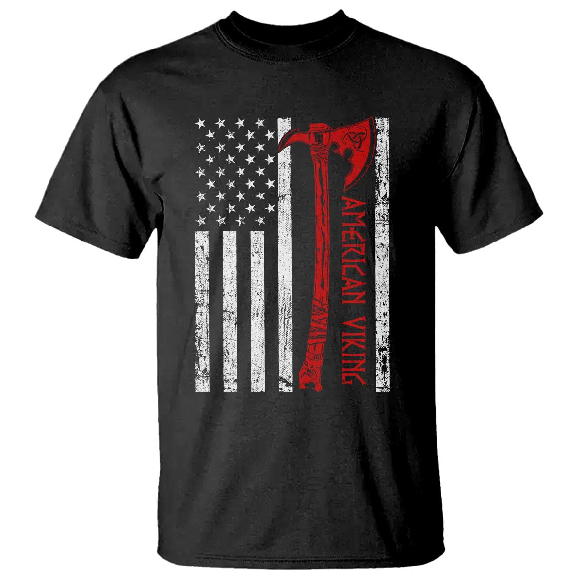 American Viking T Shirt Norse Mythology Axe USA Flag TS11 Black Print Your Wear