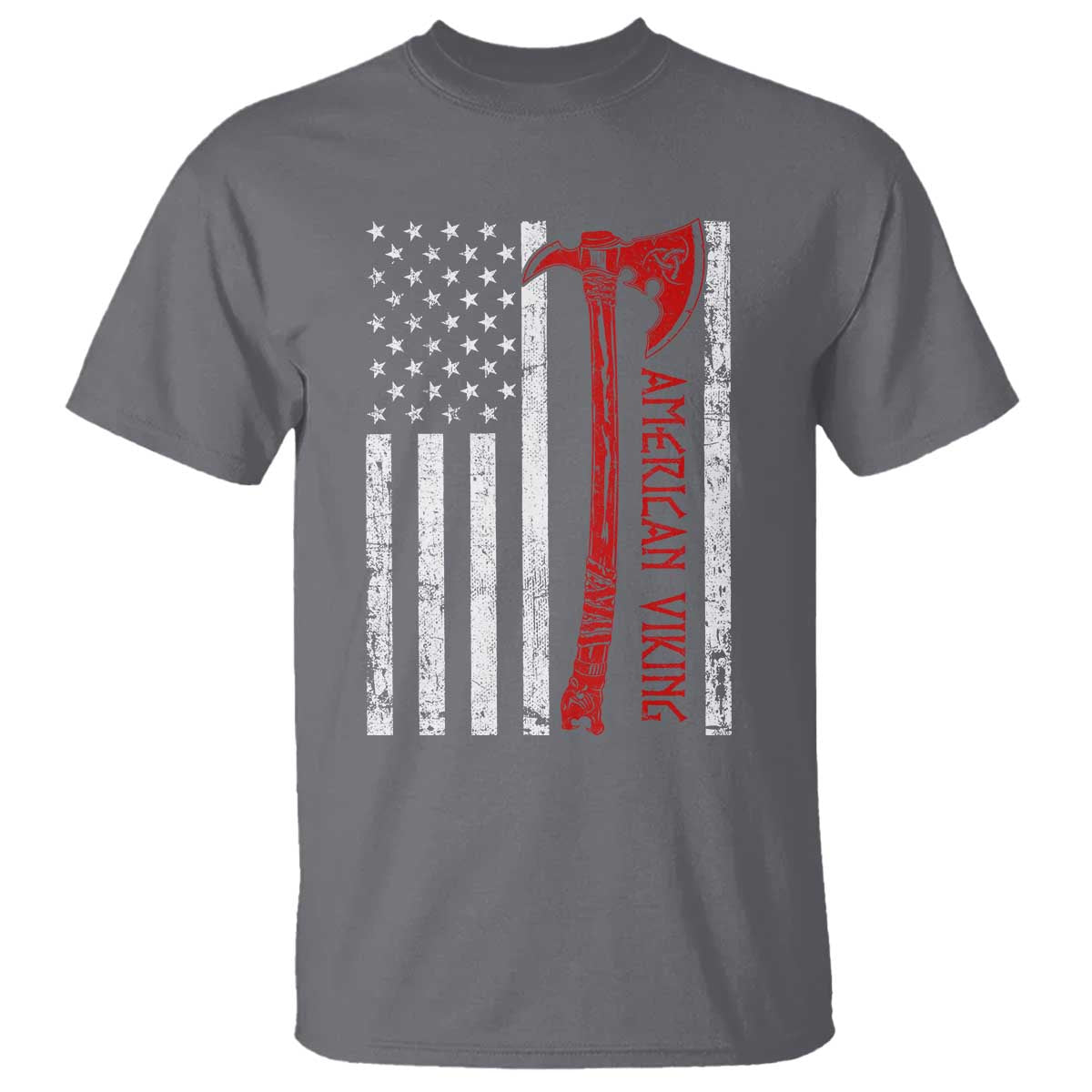 American Viking T Shirt Norse Mythology Axe USA Flag TS11 Charcoal Print Your Wear