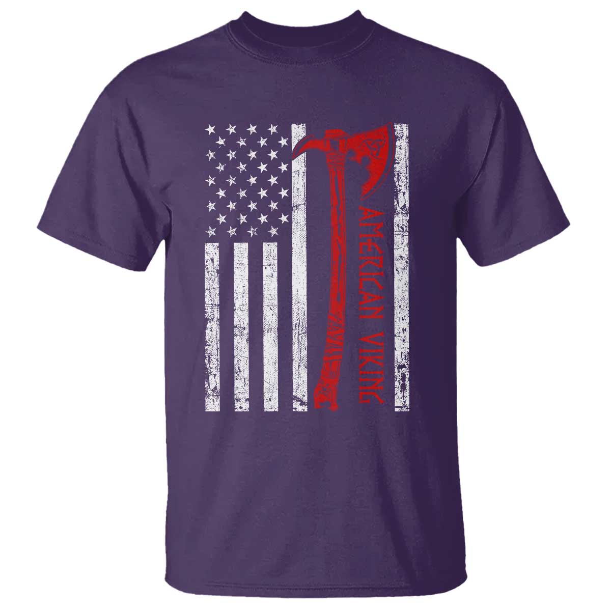 American Viking T Shirt Norse Mythology Axe USA Flag TS11 Purple Print Your Wear