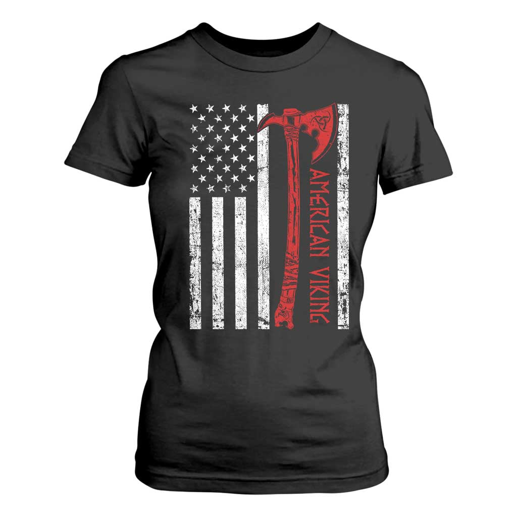 American Viking T Shirt For Women Norse Mythology Axe USA Flag TS11 Black Print Your Wear