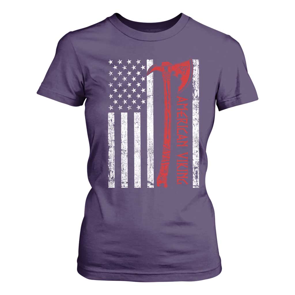 American Viking T Shirt For Women Norse Mythology Axe USA Flag TS11 Purple Print Your Wear
