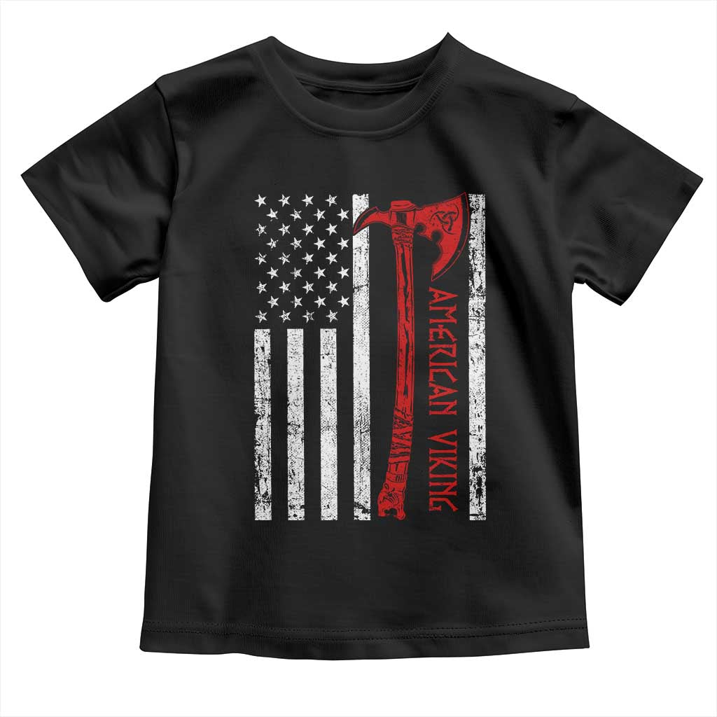 American Viking Toddler T Shirt Norse Mythology Axe USA Flag TS11 Black Print Your Wear