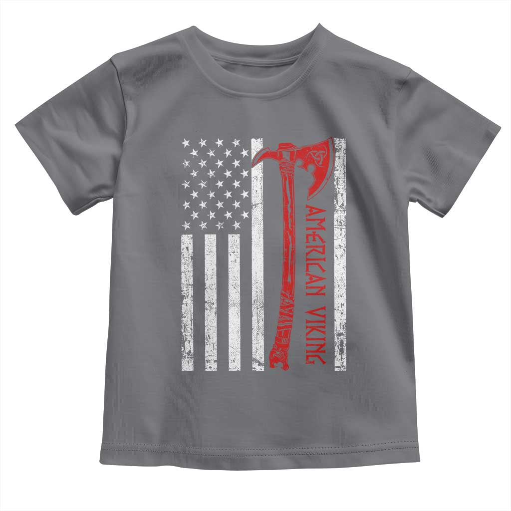 American Viking Toddler T Shirt Norse Mythology Axe USA Flag TS11 Charcoal Print Your Wear