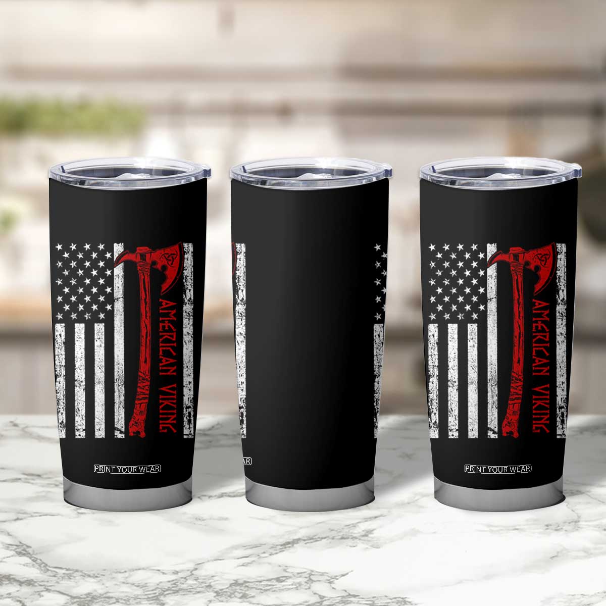American Viking Tumbler Cup Norse Mythology Axe USA Flag TS11 Print Your Wear