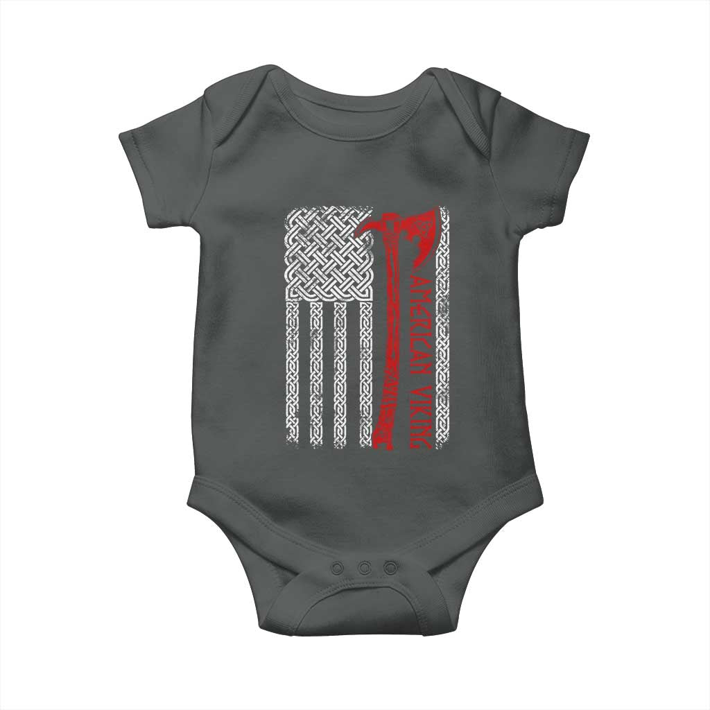 American Viking Baby Onesie Norse Mythology Axe Celtic Knot USA Flag TS11 Dark Heather Print Your Wear