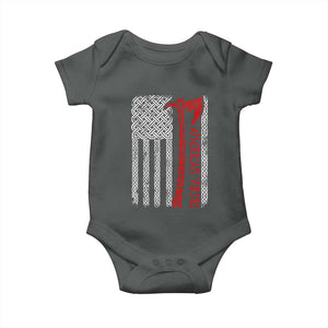 American Viking Baby Onesie Norse Mythology Axe Celtic Knot USA Flag TS11 Dark Heather Print Your Wear