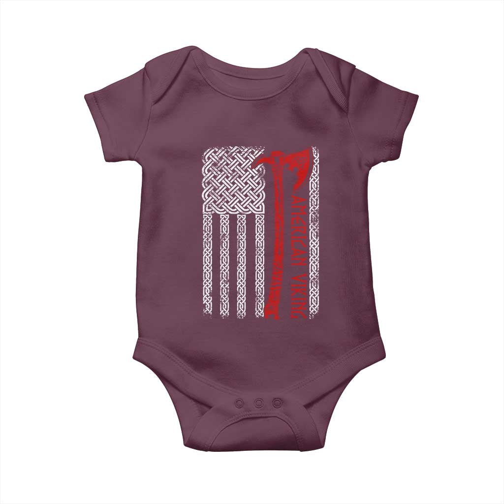 American Viking Baby Onesie Norse Mythology Axe Celtic Knot USA Flag TS11 Maroon Print Your Wear