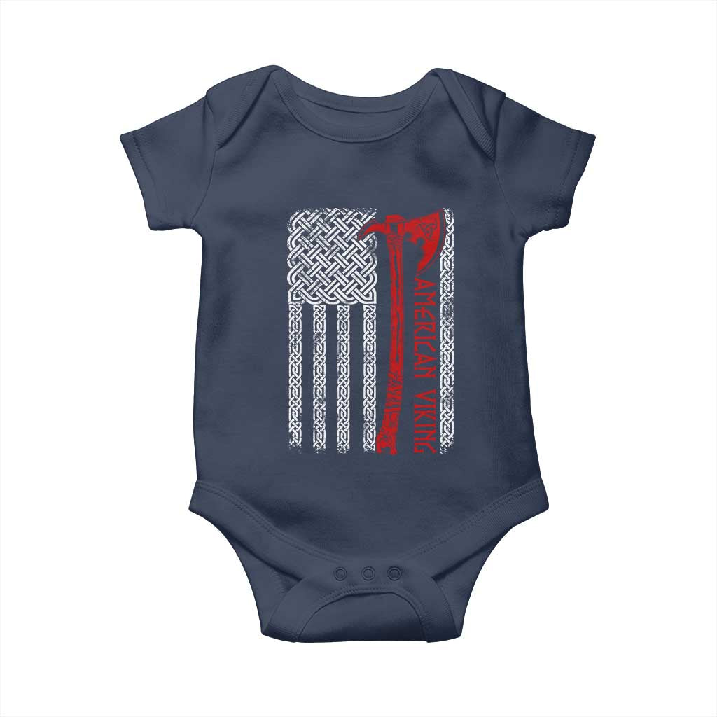 American Viking Baby Onesie Norse Mythology Axe Celtic Knot USA Flag TS11 Navy Print Your Wear