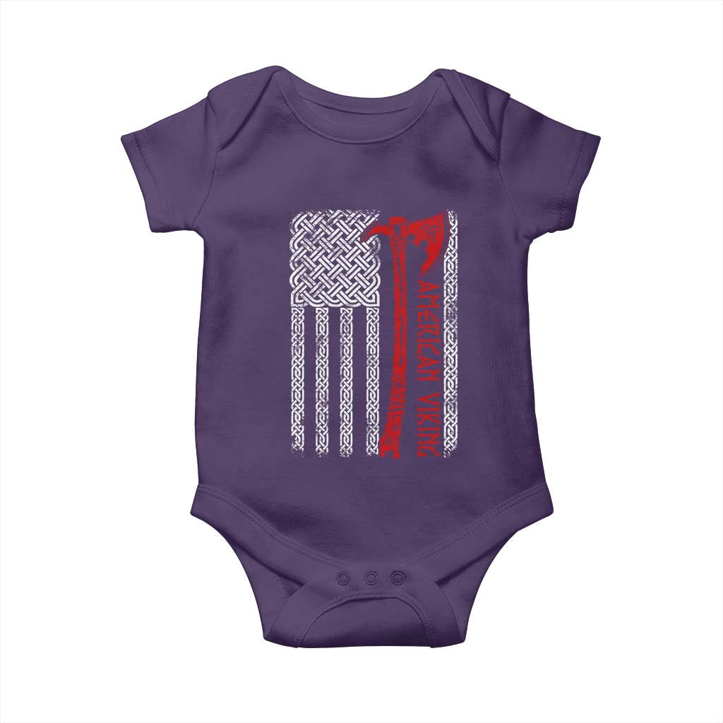 American Viking Baby Onesie Norse Mythology Axe Celtic Knot USA Flag TS11 Purple Print Your Wear