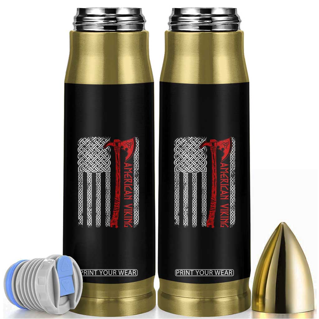 American Viking Bullet Tumbler Norse Mythology Axe Celtic Knot USA Flag TS11 Black Print Your Wear
