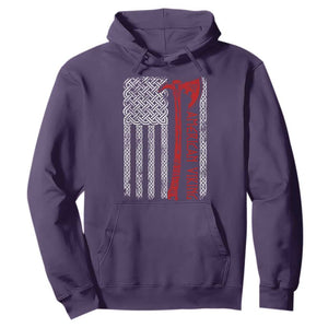 American Viking Hoodie Norse Mythology Axe Celtic Knot USA Flag TS11 Purple Print Your Wear