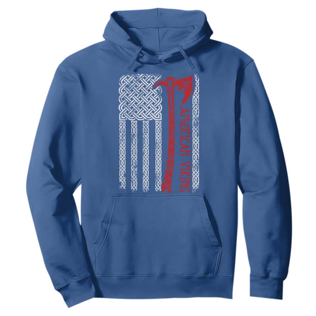 American Viking Hoodie Norse Mythology Axe Celtic Knot USA Flag TS11 Royal Blue Print Your Wear