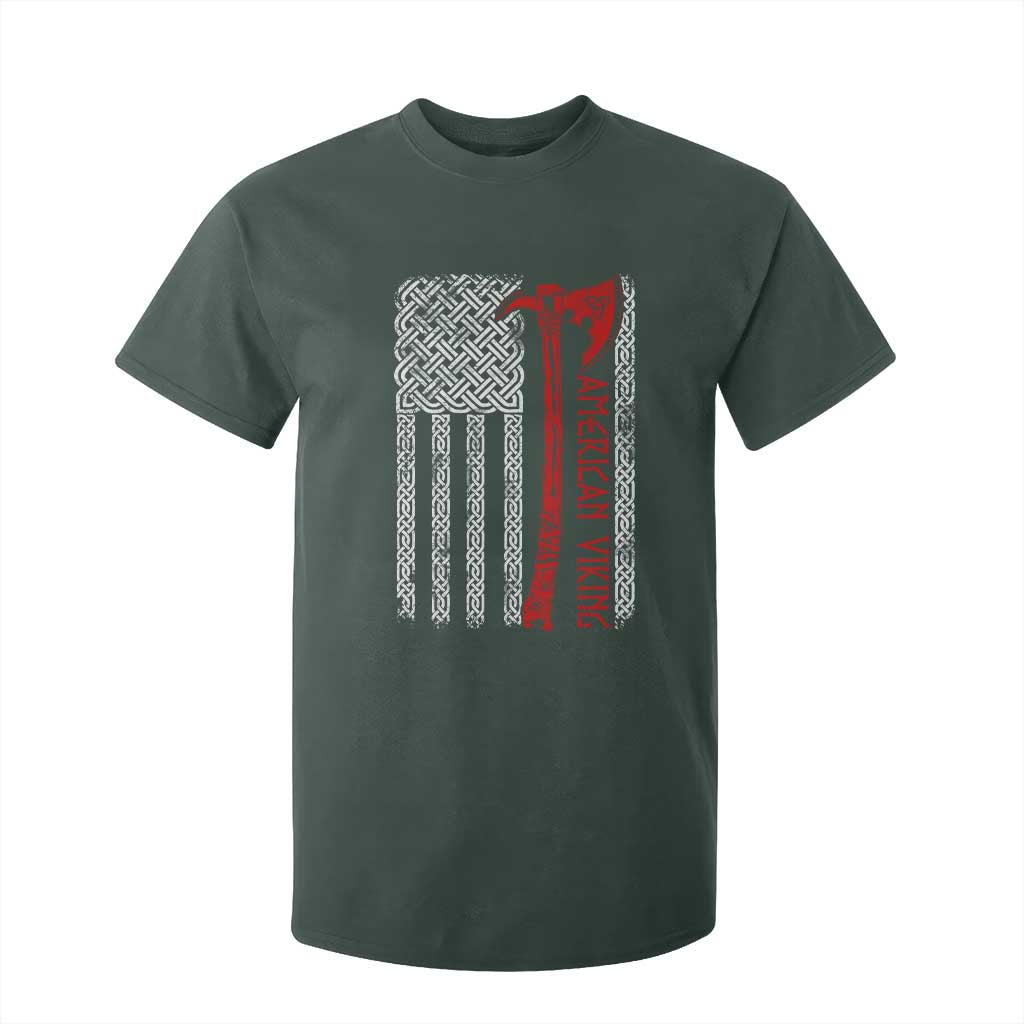American Viking T Shirt For Kid Norse Mythology Axe Celtic Knot USA Flag TS11 Dark Forest Green Print Your Wear