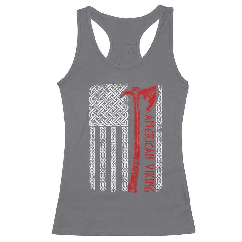 American Viking Racerback Tank Top Norse Mythology Axe Celtic Knot USA Flag TS11 Charcoal Print Your Wear