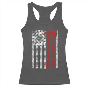 American Viking Racerback Tank Top Norse Mythology Axe Celtic Knot USA Flag TS11 Dark Heather Print Your Wear