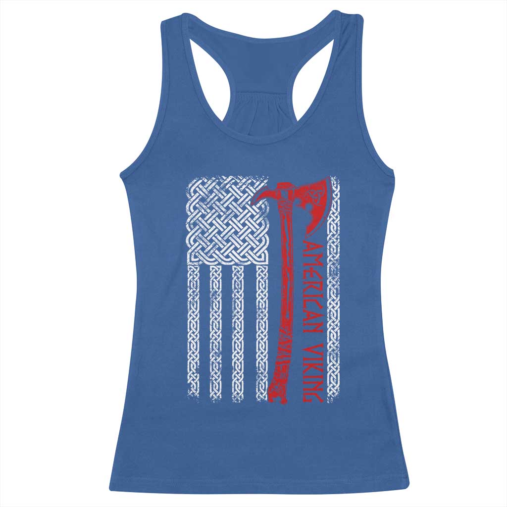 American Viking Racerback Tank Top Norse Mythology Axe Celtic Knot USA Flag TS11 Royal Blue Print Your Wear