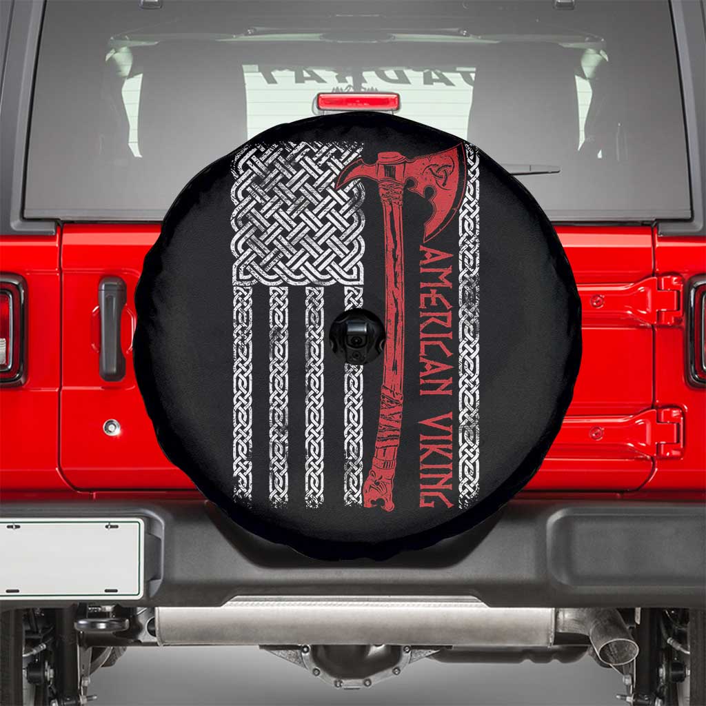 American Viking Spare Tire Cover Norse Mythology Axe Celtic Knot USA Flag TS11 Black Print Your Wear
