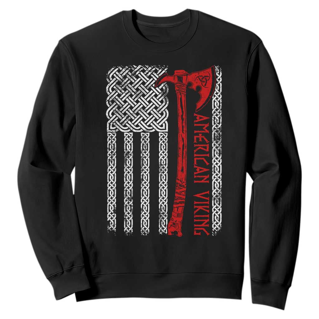 American Viking Sweatshirt Norse Mythology Axe Celtic Knot USA Flag TS11 Black Print Your Wear