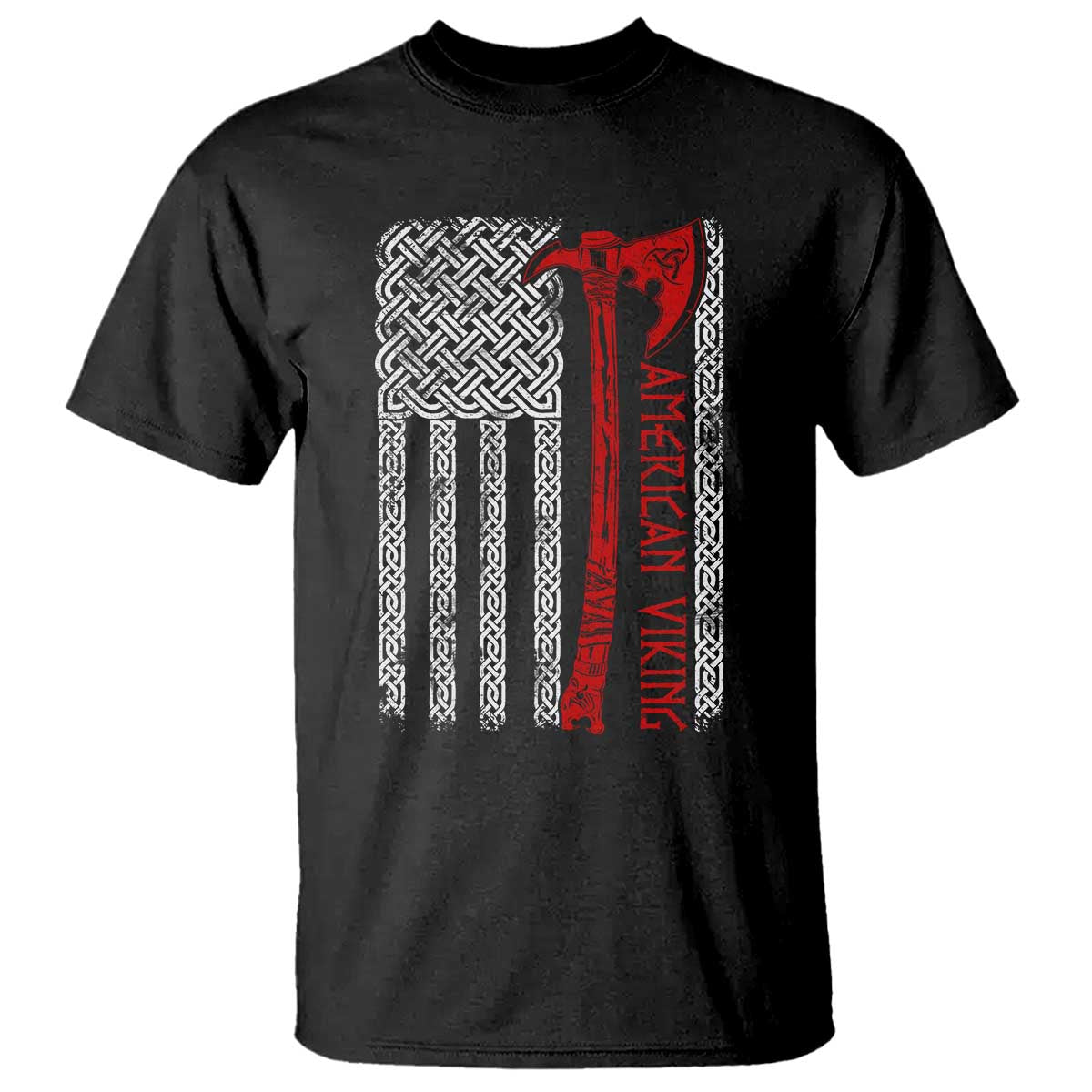 American Viking T Shirt Norse Mythology Axe Celtic Knot USA Flag TS11 Black Print Your Wear