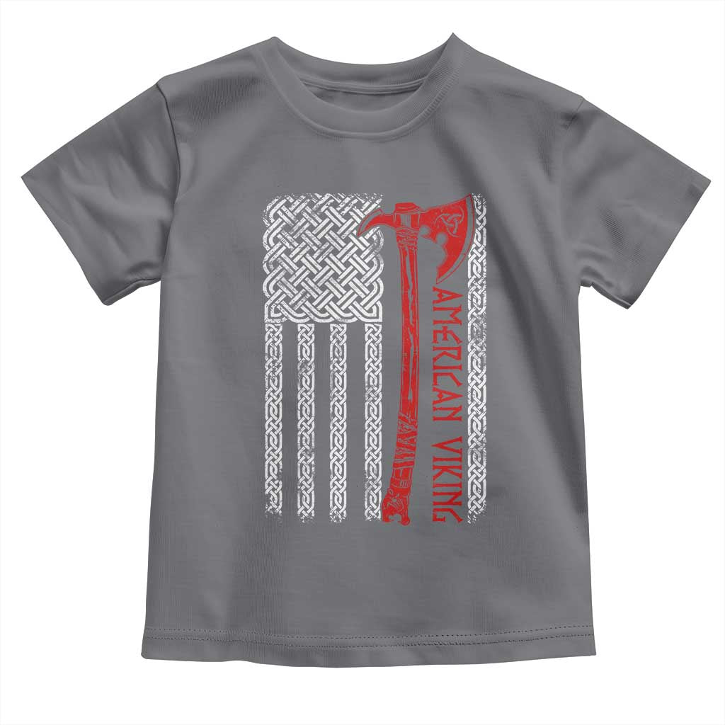 American Viking Toddler T Shirt Norse Mythology Axe Celtic Knot USA Flag TS11 Charcoal Print Your Wear