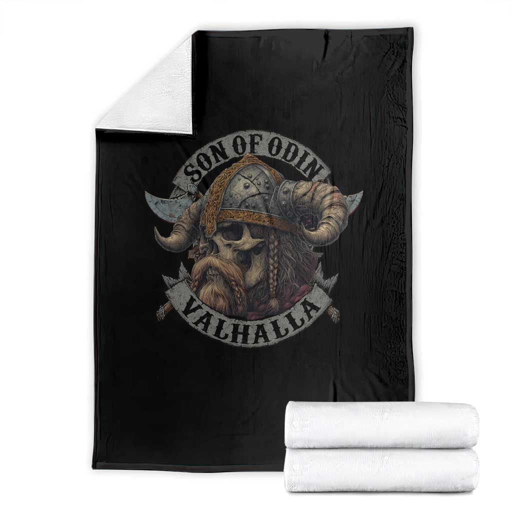 Son Of Odin Valhalla Throw Blanket Nordic Norse Viking Warrior Skull TS11 Black Print Your Wear