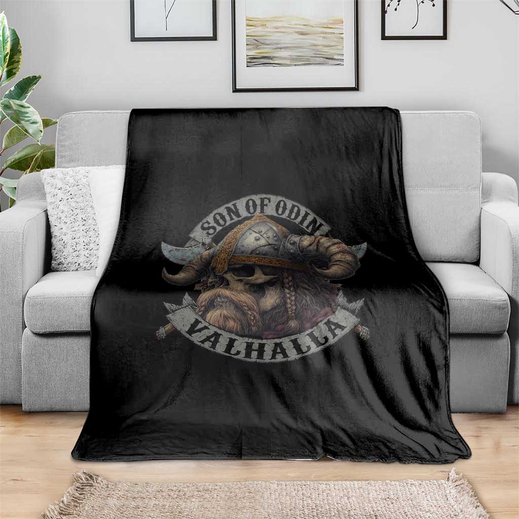 Son Of Odin Valhalla Throw Blanket Nordic Norse Viking Warrior Skull TS11 Print Your Wear