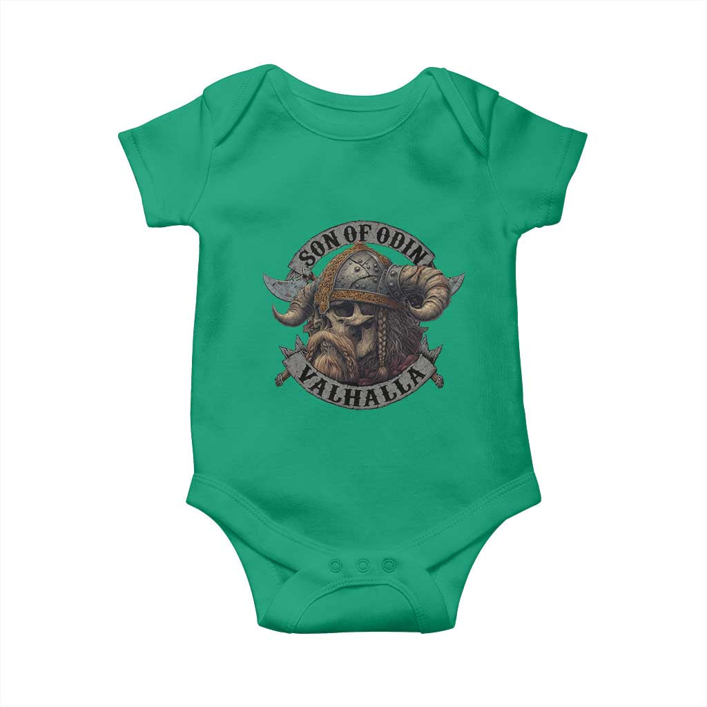 Son Of Odin Valhalla Baby Onesie Nordic Norse Viking Warrior Skull TS11 Irish Green Print Your Wear