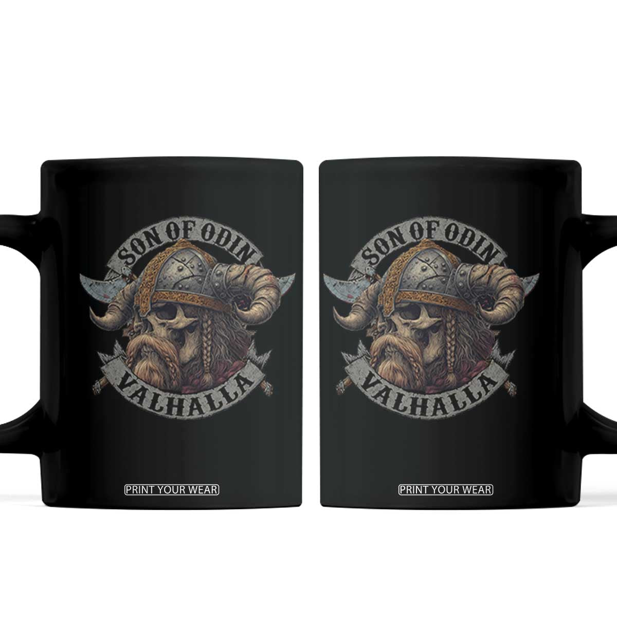Son Of Odin Valhalla Coffee Mug Nordic Norse Viking Warrior Skull TS11 Black Print Your Wear