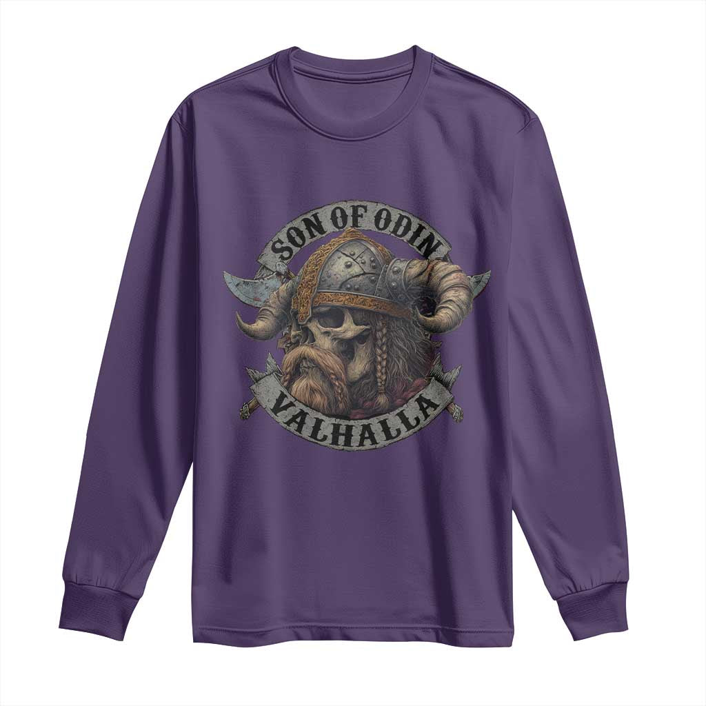 Son Of Odin Valhalla Long Sleeve Shirt Nordic Norse Viking Warrior Skull TS11 Purple Print Your Wear