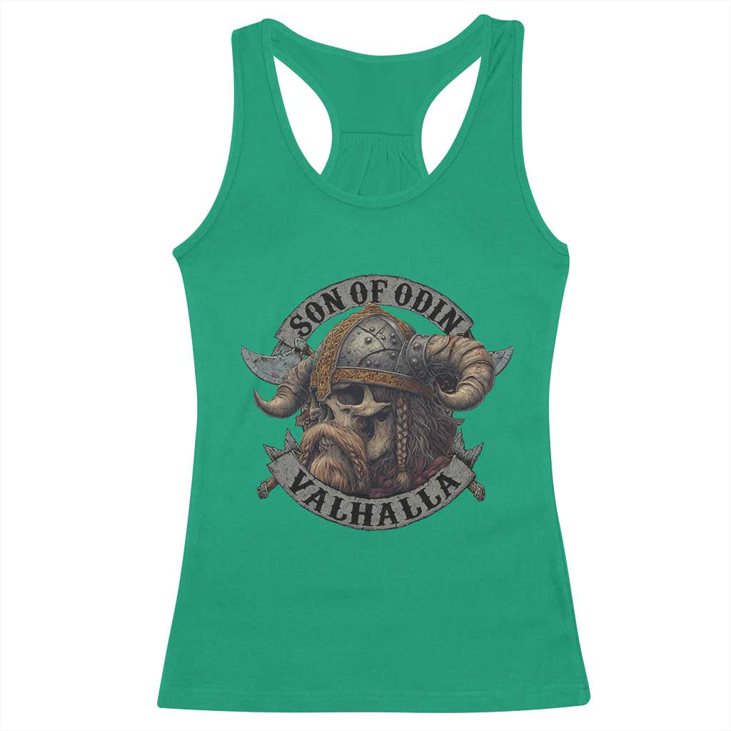 Son Of Odin Valhalla Racerback Tank Top Nordic Norse Viking Warrior Skull TS11 Irish Green Print Your Wear