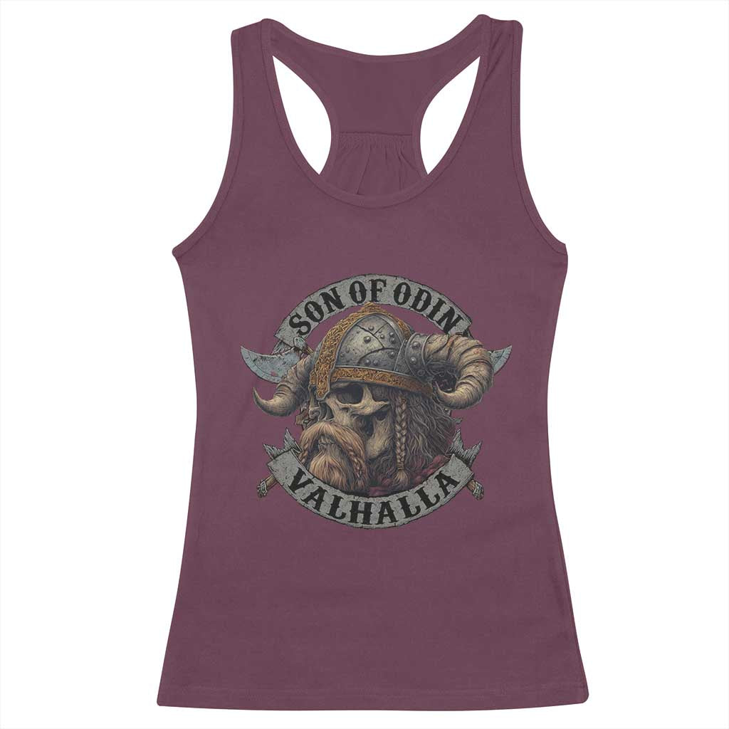 Son Of Odin Valhalla Racerback Tank Top Nordic Norse Viking Warrior Skull TS11 Maroon Print Your Wear