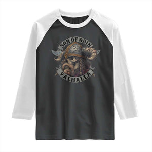 Son Of Odin Valhalla Raglan Shirt Nordic Norse Viking Warrior Skull TS11 Black White Print Your Wear