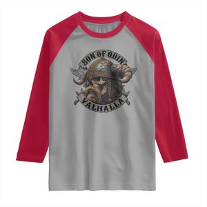Son Of Odin Valhalla Raglan Shirt Nordic Norse Viking Warrior Skull TS11 Sport Gray Red Print Your Wear