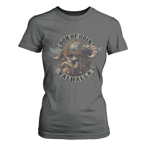 Son Of Odin Valhalla T Shirt For Women Nordic Norse Viking Warrior Skull TS11 Dark Heather Print Your Wear