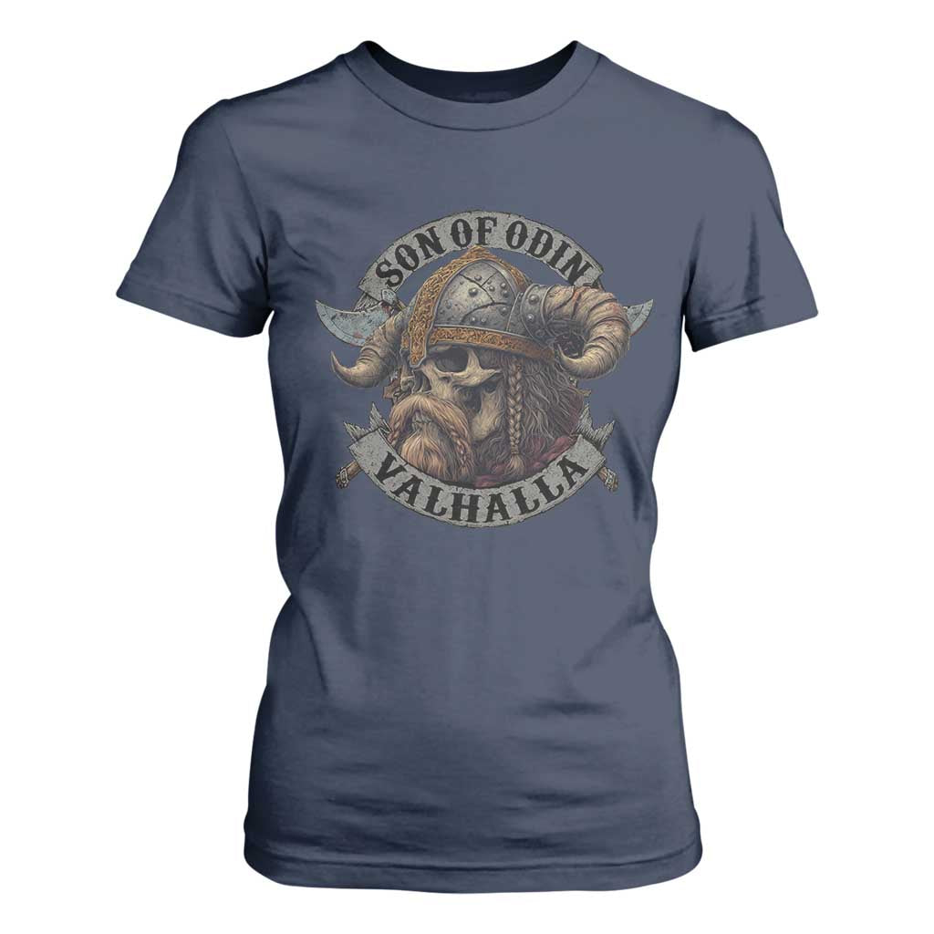 Son Of Odin Valhalla T Shirt For Women Nordic Norse Viking Warrior Skull TS11 Navy Print Your Wear