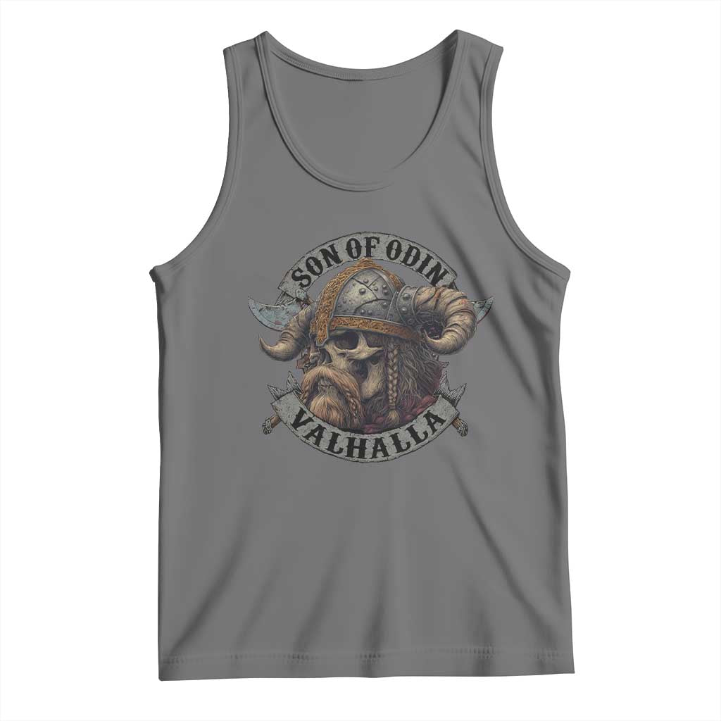 Son Of Odin Valhalla Tank Top Nordic Norse Viking Warrior Skull TS11 Black Heather Print Your Wear