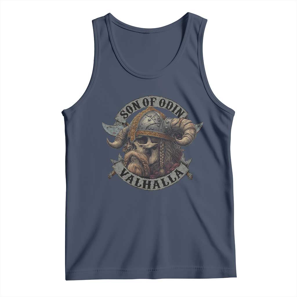 Son Of Odin Valhalla Tank Top Nordic Norse Viking Warrior Skull TS11 Navy Print Your Wear